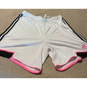 Addas Shorts size Large white with pink trim longer length
